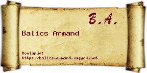 Balics Armand névjegykártya